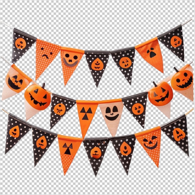 Halloween flags for decoration on transperent background