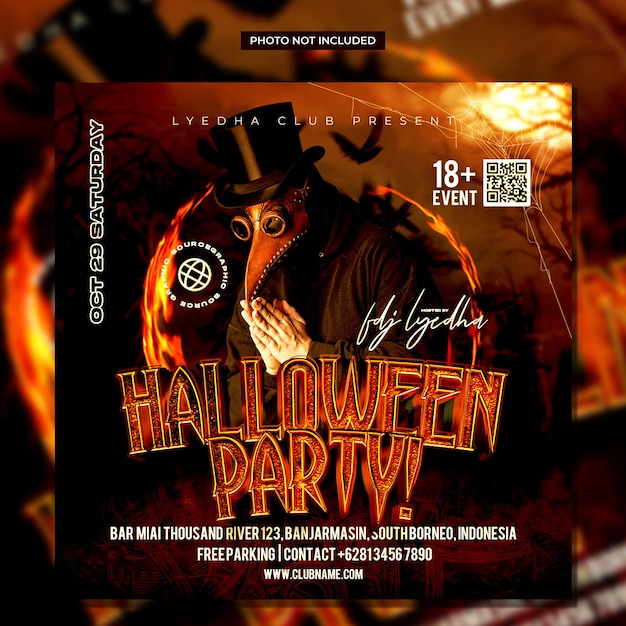 Halloween horror night party flyer social media post