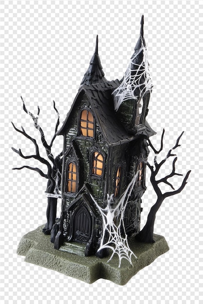 PSD a halloween house with a spider web on it