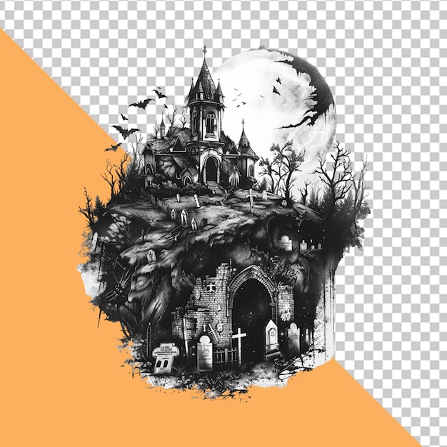 PSD halloween illustration halloween background happy halloween day png