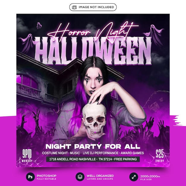 PSD halloween instagram post design