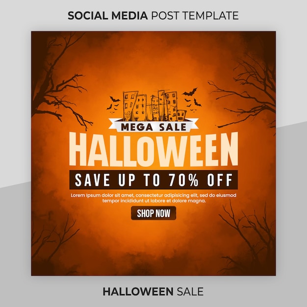 Halloween instagram post or square web banner template