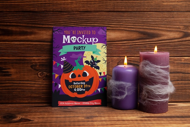 Halloween invitation design mockup