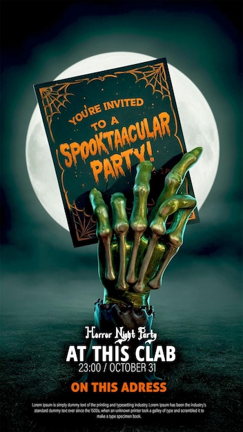 Halloween invitation template social media post and web banner