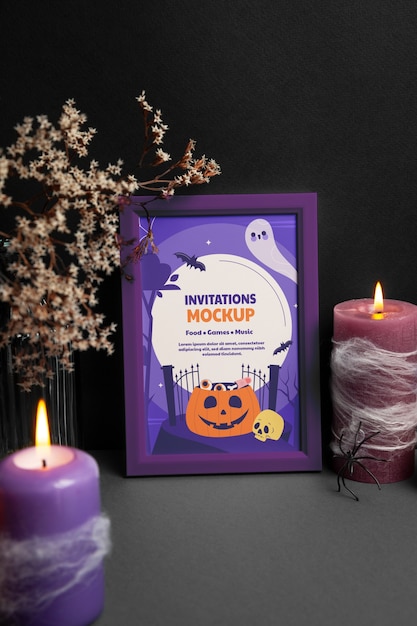 Halloween invitation with frame mockup