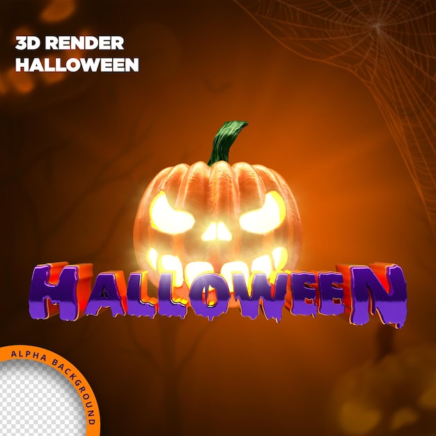 Halloween label 3d render for composition