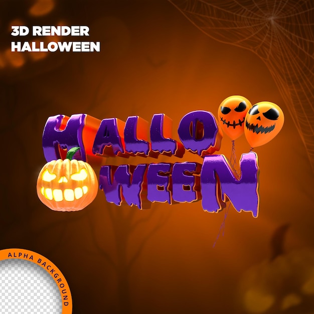 Halloween label 3d render for composition