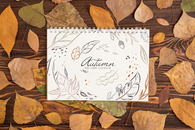 Halloween mockup with spiral notebook