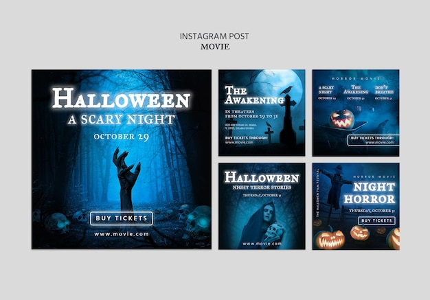 Halloween movie instagram template design