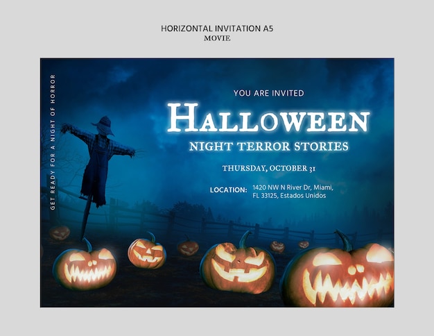 Halloween movie invitation template design