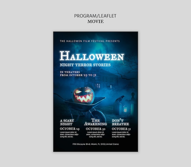 Halloween movie program template design