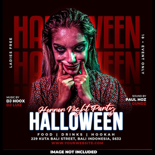 PSD halloween night party social media post design template