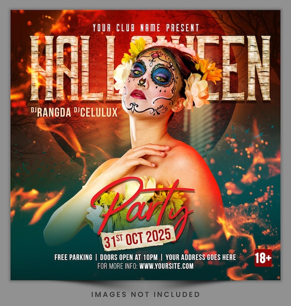 Halloween Night Party Social Media Post Template