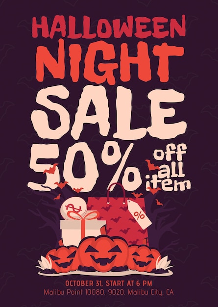 PSD halloween night sale poster