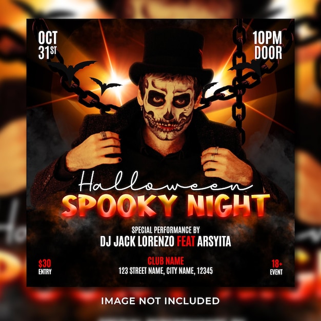 Halloween party flyer social media post template banner