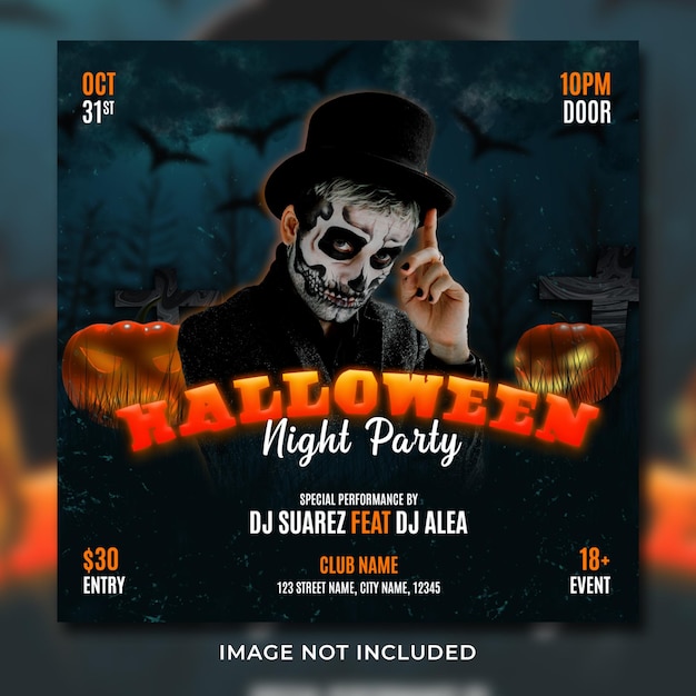 Halloween party flyer social media post template banner