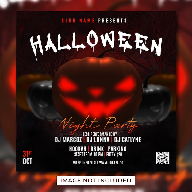 Halloween party flyer social media post template banner