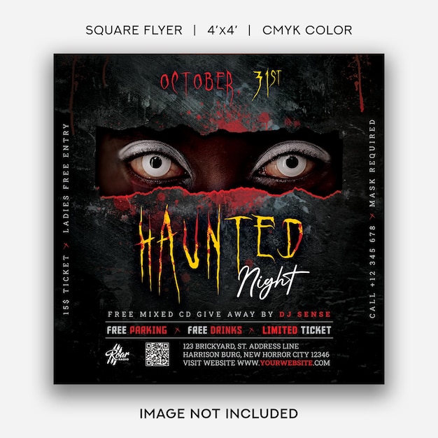 Halloween Party Flyer Template Haunted Night