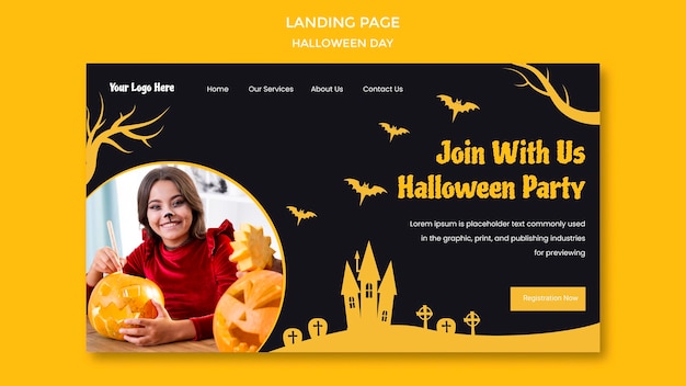 Halloween party landing page template