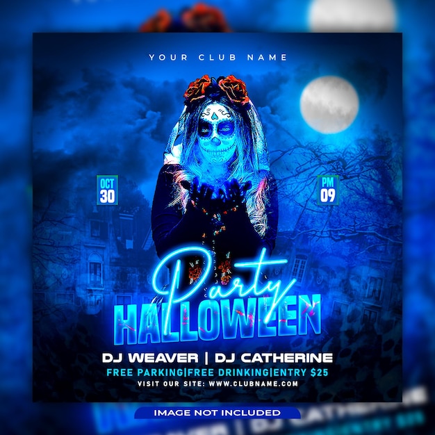 Halloween party poster social media design