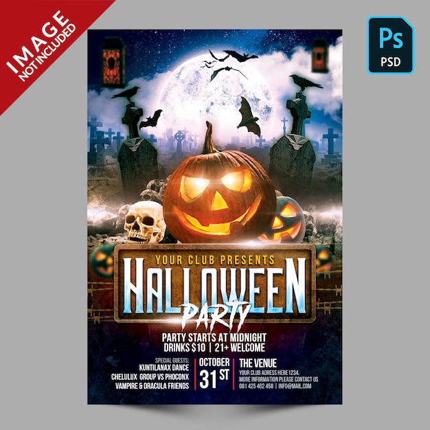 Halloween Party Poster Template Flyer