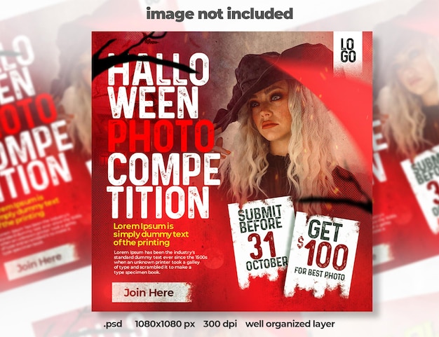 Halloween photo competition social media banner template