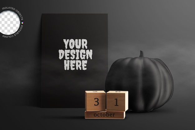 Halloween poster mockup sale party promotion concept with pumpkin