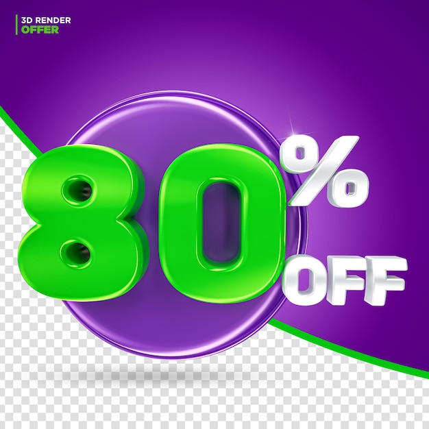 Halloween promotion offer 80 percent off label 3d render for composition