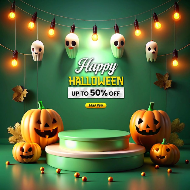 Halloween Promotional Sale Podium Post Design