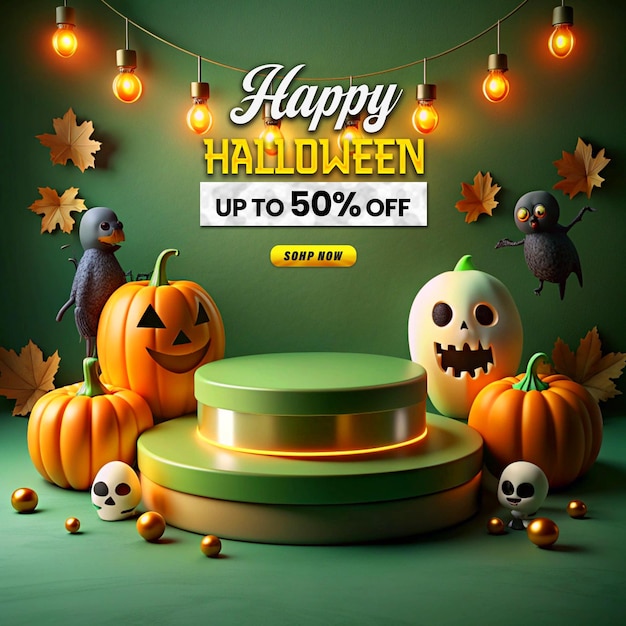 Halloween Promotional Sale Podium Post Design