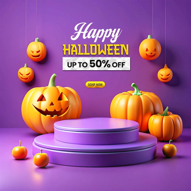 Halloween Promotional Sale Podium Post Design