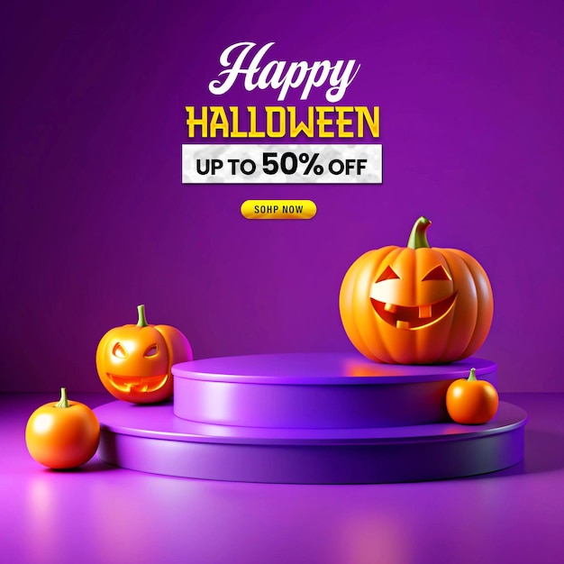 PSD halloween promotional sale podium post design