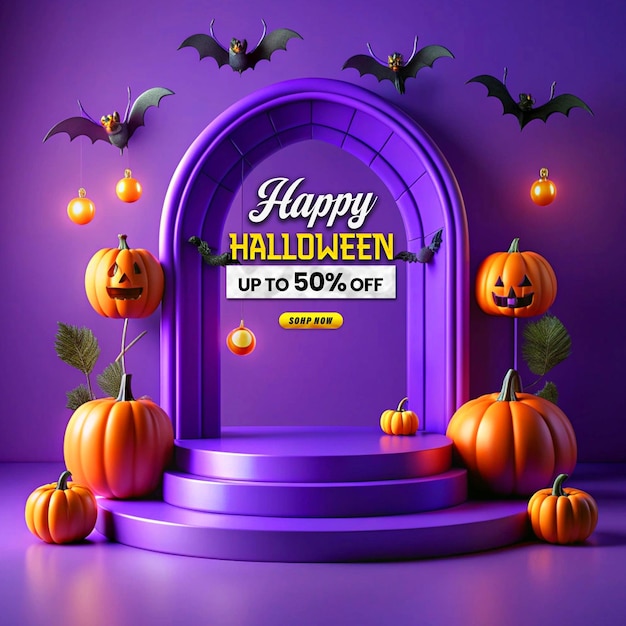 Halloween Promotional Sale Podium Post Design