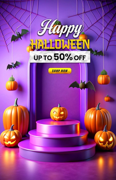 Halloween Promotional Sale Podium Poster Template