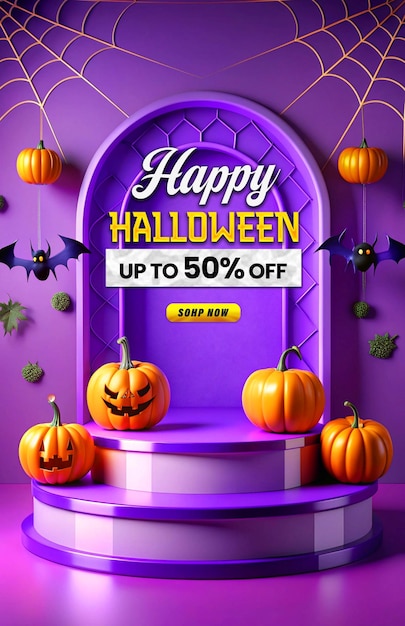 Halloween Promotional Sale Podium Poster Template