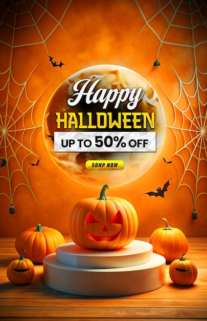 Halloween Promotional Sale Podium Poster Template