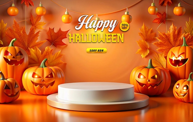 Halloween Promotional Sale Podium Web Banner Template