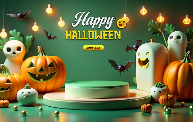 Halloween Promotional Sale Podium Web Banner Template