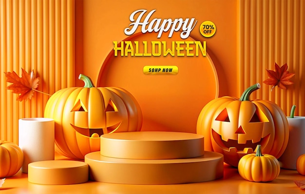 Halloween Promotional Sale Podium Web Banner Template