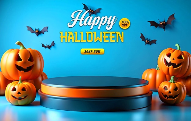 Halloween Promotional Sale Podium Web Banner Template