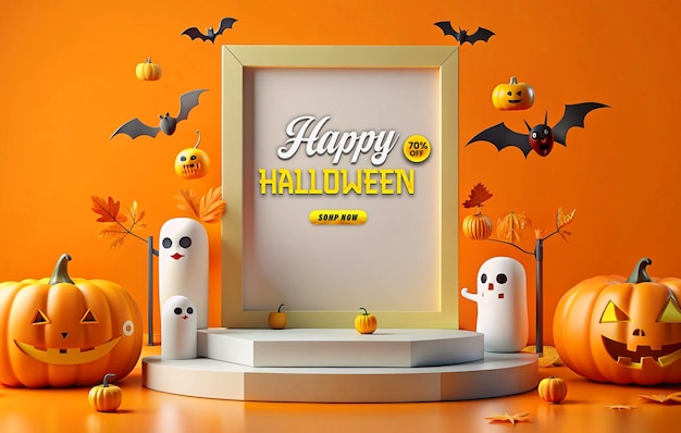 Halloween Promotional Sale Podium Web Banner Template