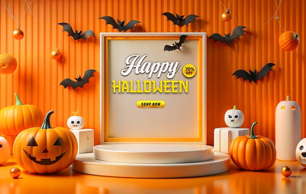 Halloween Promotional Sale Podium Web Banner Template