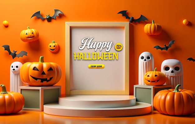 Halloween Promotional Sale Podium Web Banner Template