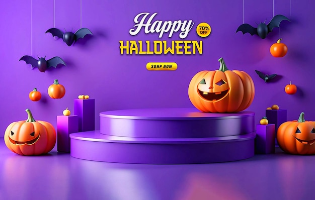 Halloween Promotional Sale Podium Web Banner Template