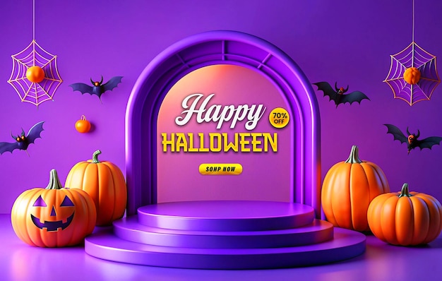 Halloween Promotional Sale Podium Web Banner Template