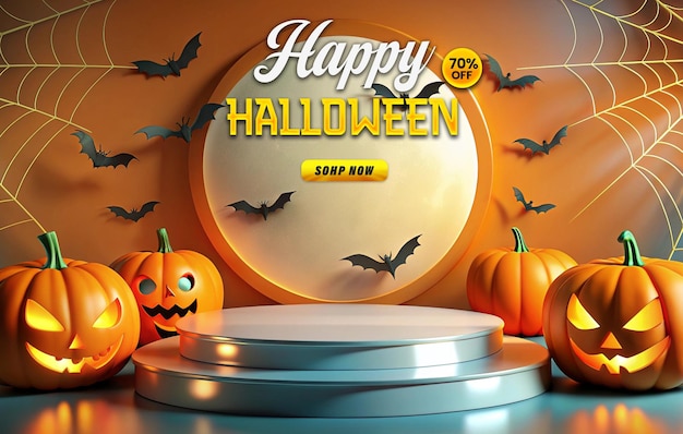 Halloween Promotional Sale Podium Web Banner Template