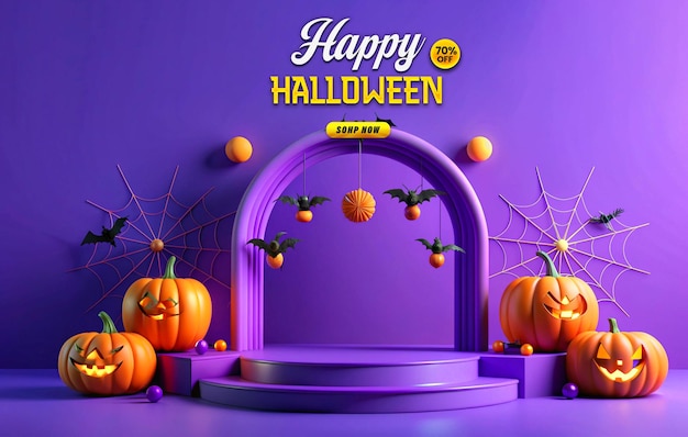 Halloween Promotional Sale Podium Web Banner Template