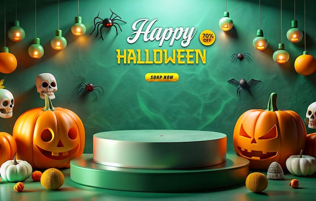 Halloween Promotional Sale Podium Web Banner Template