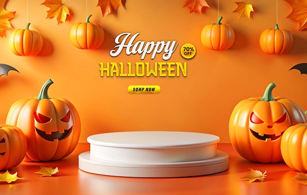 Halloween Promotional Sale Podium Web Banner Template