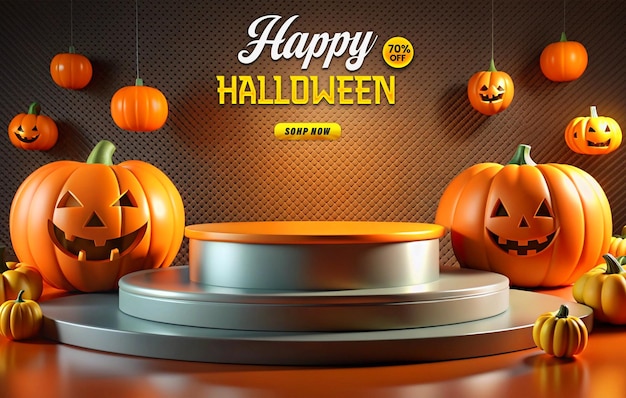 Halloween Promotional Sale Podium Web Banner Template